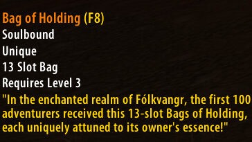 13 Slot Bag for World of Warcraft Vanilla