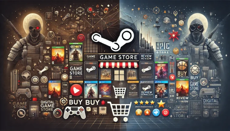 Steam and Epic Game Store - the essence of gaming reviews and digital storefronts.