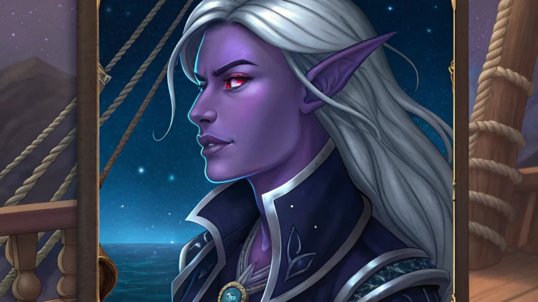 Portrait of a Night Elf Pirate Queen, Nealira Deepwhisper