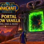 The Dark Portal in WoW Vanilla with a player standing before the glowing green portal