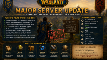 WoW Vanilla CMaNGOS Classic server update with nearly two years of bug fixes, database updates and gameplay improvements